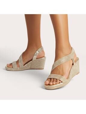 Carvela Gala Wedge Jewel Gold Crystal Sandal EU 39 / US 8